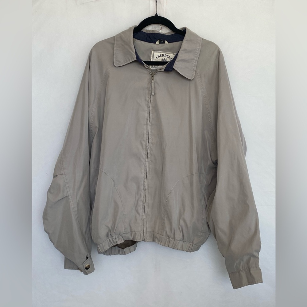 Vintage Aberdeen Collection Mens XXL Beige Lightweight Bomber Windbreaker Bo be